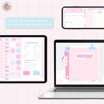 AGENDA DIGITAL MINIMALISTA PRO 2027: Incluye curso, tutoriales, stickers y recursos. Edición pastel