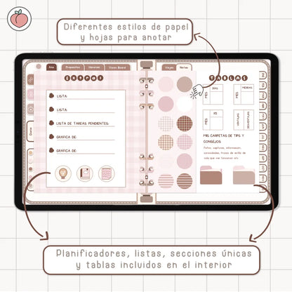 AGENDA DIGITAL MINIMALISTA PRO 2027: Incluye curso, tutoriales, stickers y recursos. Edición marrones y nude