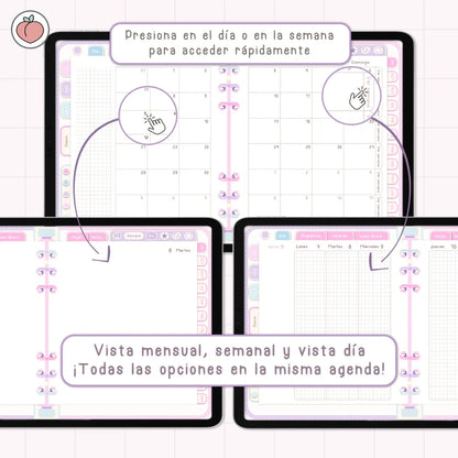 AGENDA DIGITAL MINIMALISTA PRO 2026/2027: Incluye curso, tutoriales, stickers y recursos. Edición pastel