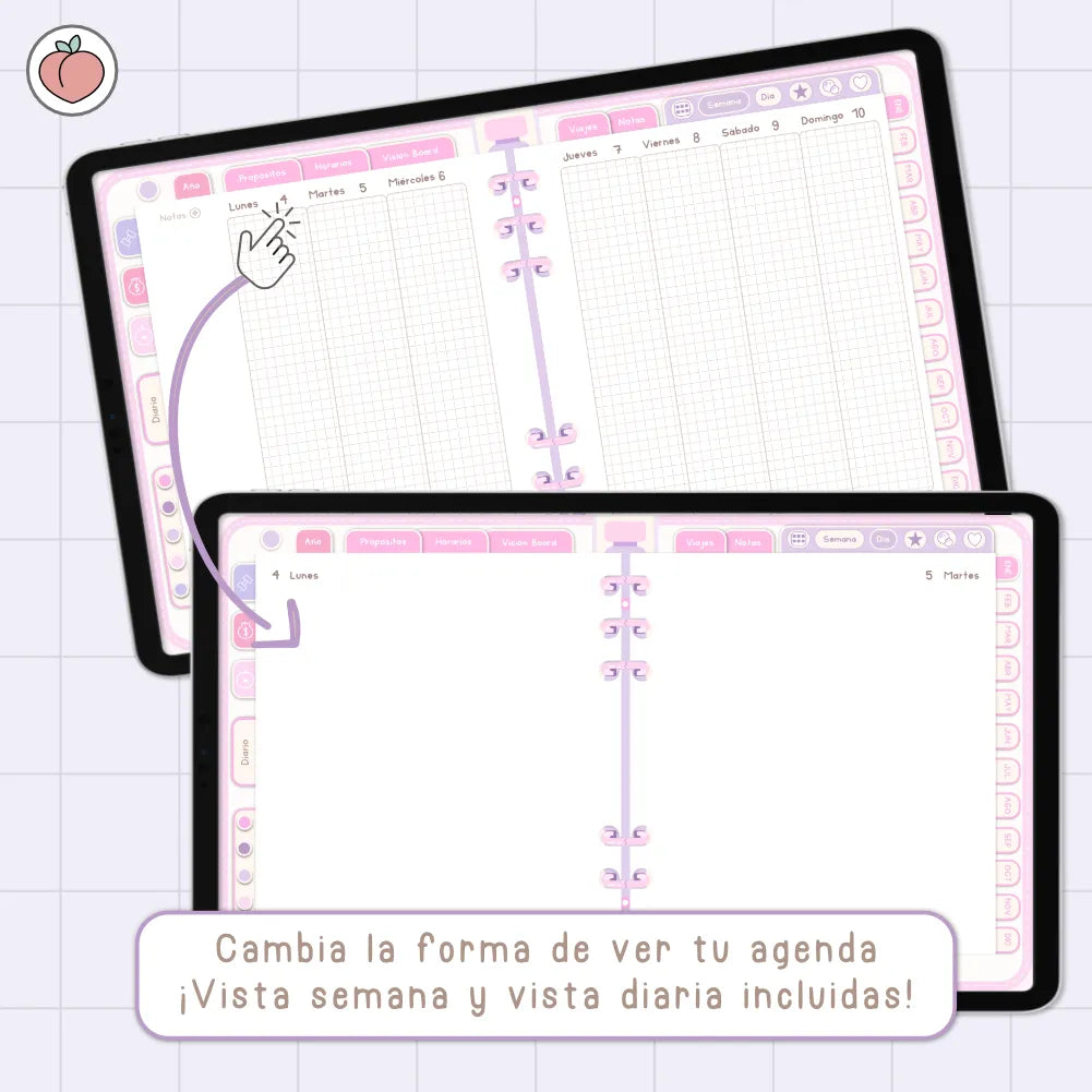 AGENDA DIGITAL MINIMALISTA PRO 2027: Incluye curso, tutoriales, stickers y recursos. Edición lavanda y rosa