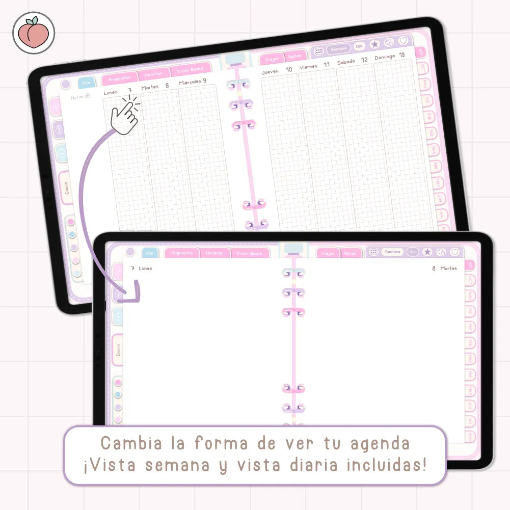 AGENDA DIGITAL MINIMALISTA PRO 2026/2027: Incluye curso, tutoriales, stickers y recursos. Edición pastel