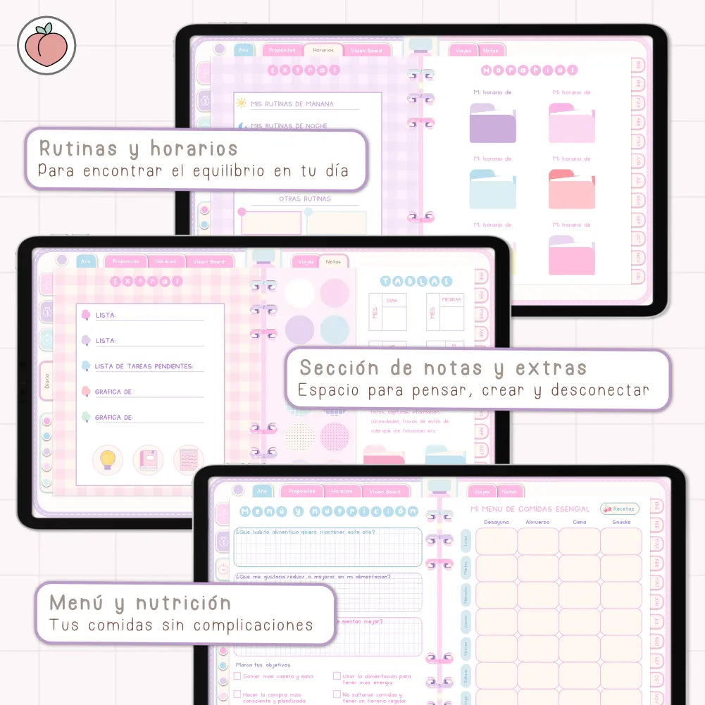 AGENDA DIGITAL MINIMALISTA PRO 2027: Incluye curso, tutoriales, stickers y recursos. Edición pastel