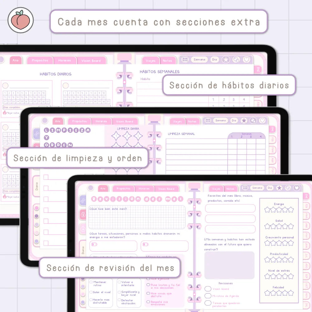 AGENDA DIGITAL MINIMALISTA PRO 2027: Incluye curso, tutoriales, stickers y recursos. Edición lavanda y rosa