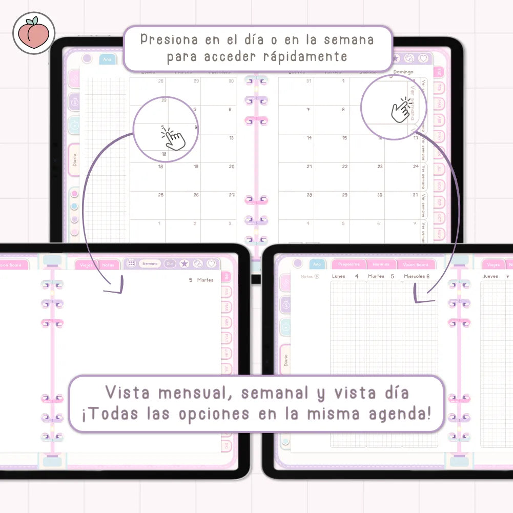 AGENDA DIGITAL MINIMALISTA PRO 2027: Incluye curso, tutoriales, stickers y recursos. Edición pastel