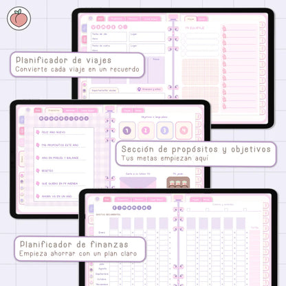 AGENDA DIGITAL MINIMALISTA PRO 2027: Incluye curso, tutoriales, stickers y recursos. Edición lavanda y rosa