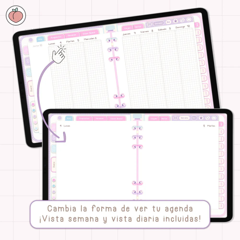AGENDA DIGITAL MINIMALISTA PRO 2027: Incluye curso, tutoriales, stickers y recursos. Edición pastel