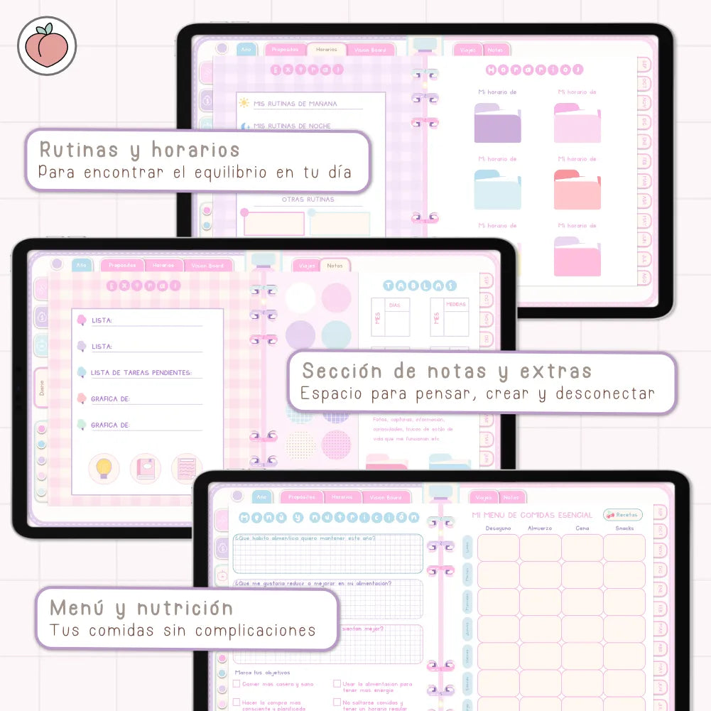 AGENDA DIGITAL MINIMALISTA PRO 2026/2027: Incluye curso, tutoriales, stickers y recursos. Edición pastel