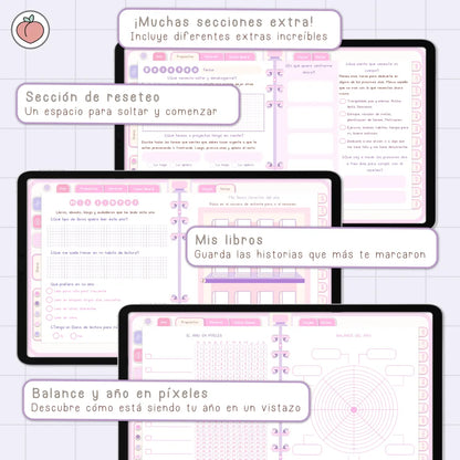 AGENDA DIGITAL MINIMALISTA PRO 2026/2027: Incluye curso, tutoriales, stickers y recursos. Edición lavanda y rosa