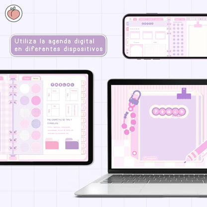 AGENDA DIGITAL MINIMALISTA PRO 2026/2027: Incluye curso, tutoriales, stickers y recursos. Edición lavanda y rosa