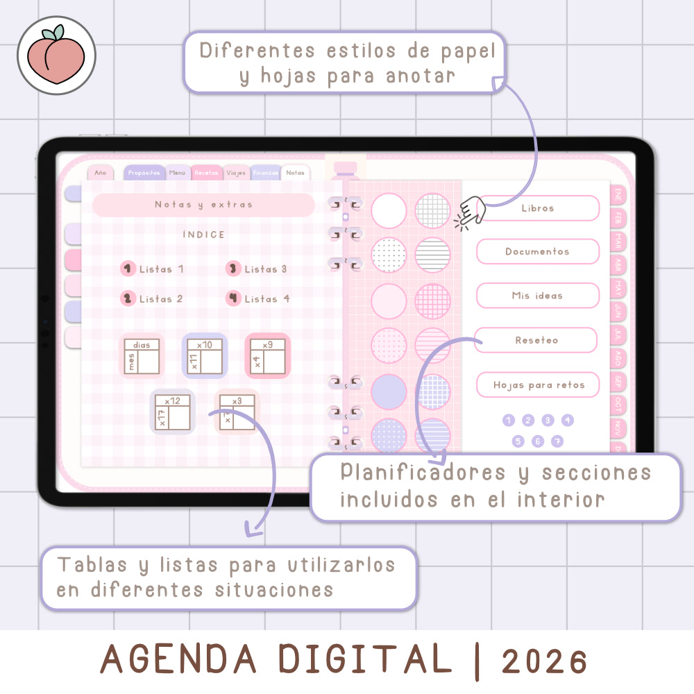agenda digital con secciones extra 
