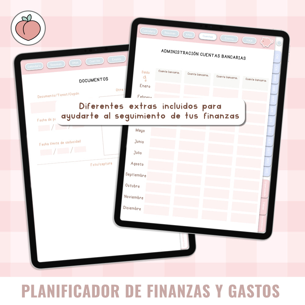 PLANIFICADOR DIGITAL DE FINANZAS Y GASTOS: Presupuestos, control y seguimiento mensual de gastos e ingresos con stickers incluidos. Edición pastel