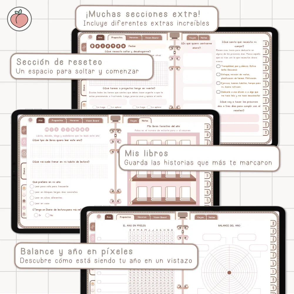 AGENDA DIGITAL MINIMALISTA PRO 2027: Incluye curso, tutoriales, stickers y recursos. Edición marrones y nude