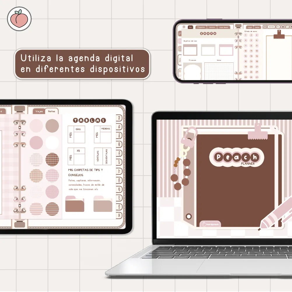 AGENDA DIGITAL MINIMALISTA PRO 2027: Incluye curso, tutoriales, stickers y recursos. Edición marrones y nude