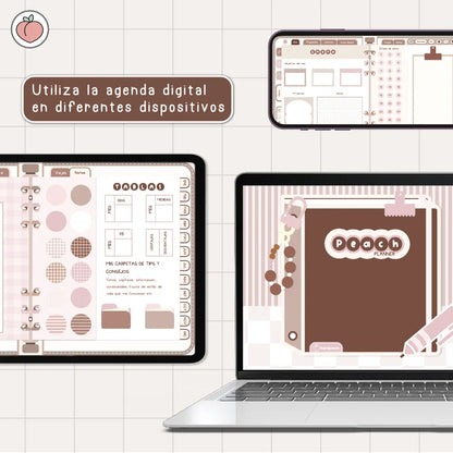 AGENDA DIGITAL MINIMALISTA PRO 2027: Incluye curso, tutoriales, stickers y recursos. Edición marrones y nude