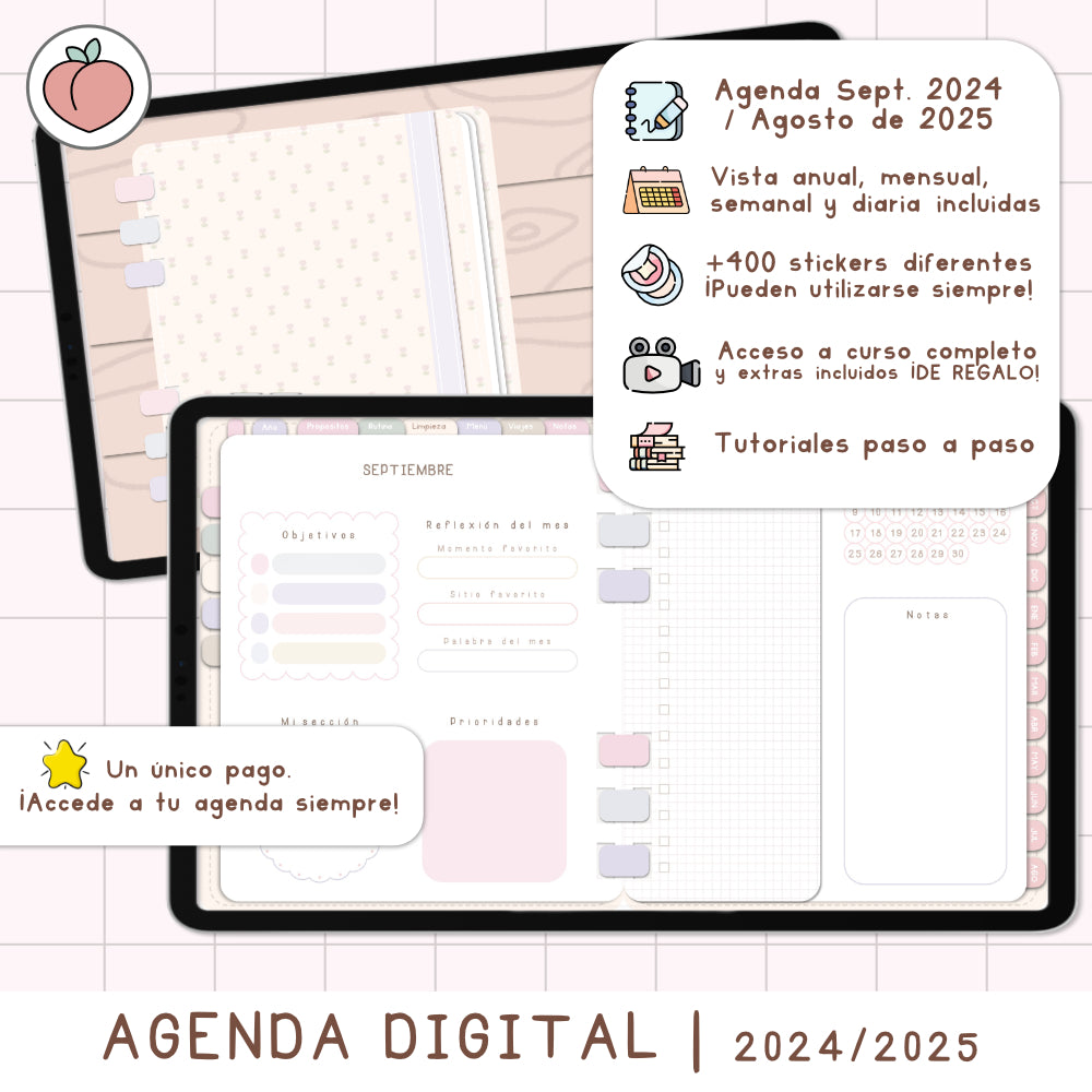 AGENDA DIGITAL PRO 2024/2025 | MINIMALISTA EDICIÓN PASTEL