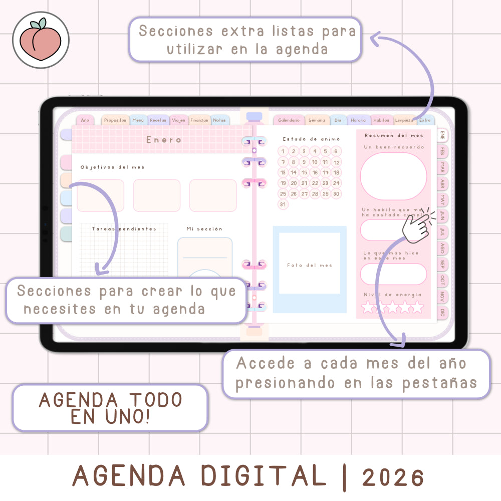 agendas digitales 2026 pastel