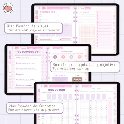AGENDA DIGITAL MINIMALISTA PRO 2026/2027: Incluye curso, tutoriales, stickers y recursos. Edición lavanda y rosa
