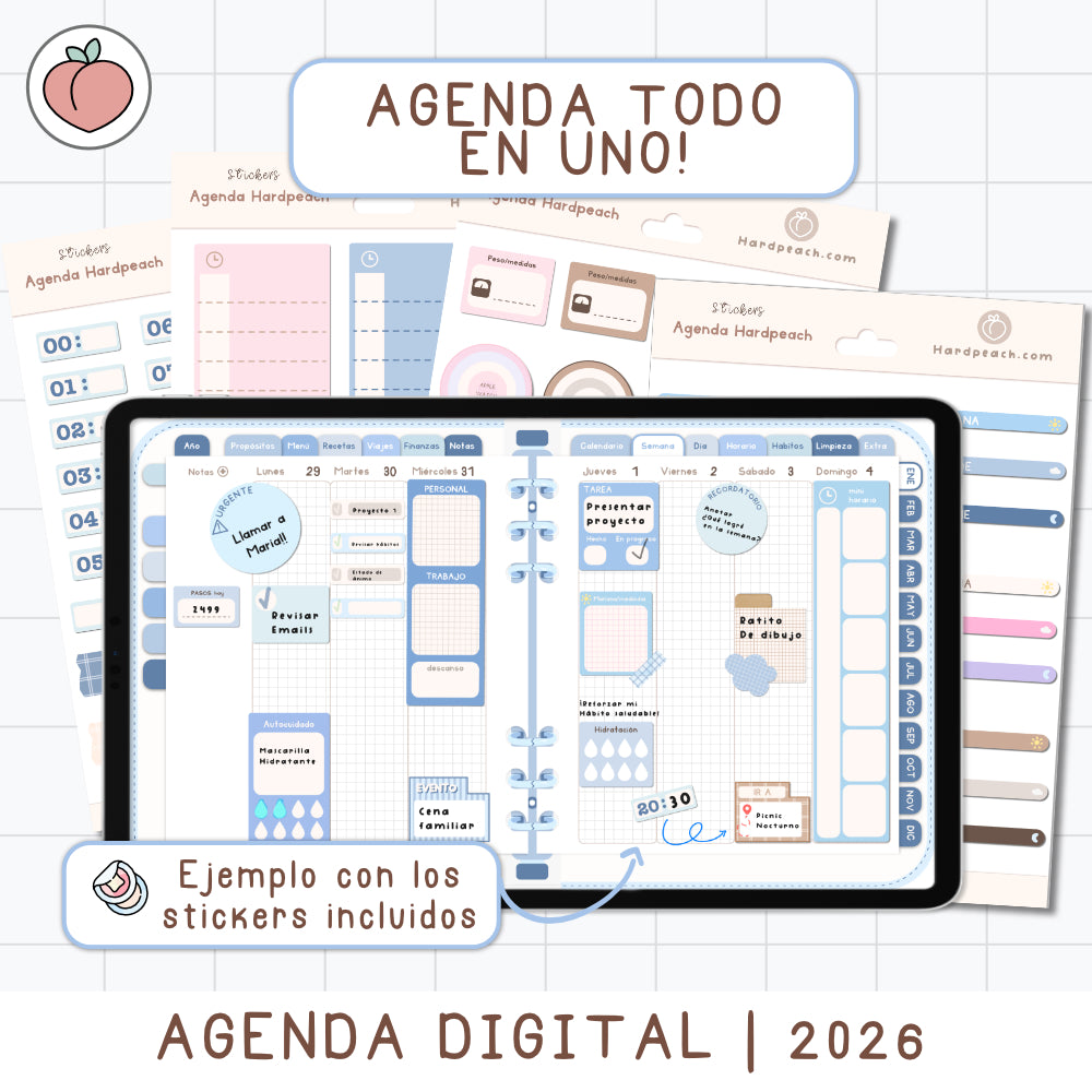 agenda con stickers digitales 2026
