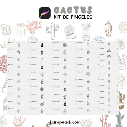 KIT DE PINCELES PARA PROCREATE: Cactus y suculentas. Perfectos para ilustraciones botánicas, fondos y detalles naturales