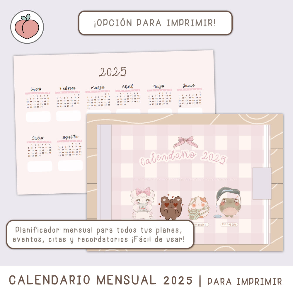 MONTHLY PLANNER - 2025 CALENDAR | PRINT VERSION  - Spanish version