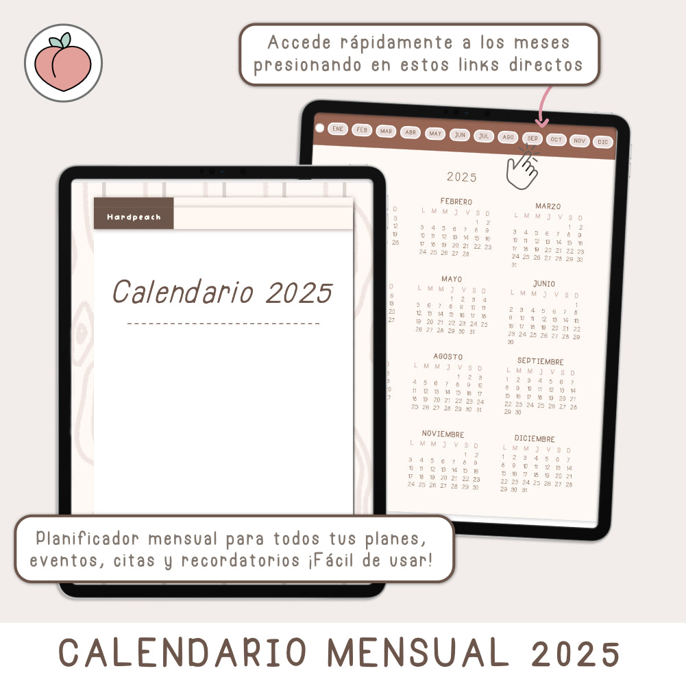 CALENDARIO 2025 VERTICAL - PLANIFICADOR DIGITAL MENSUAL | MINIMALISTA