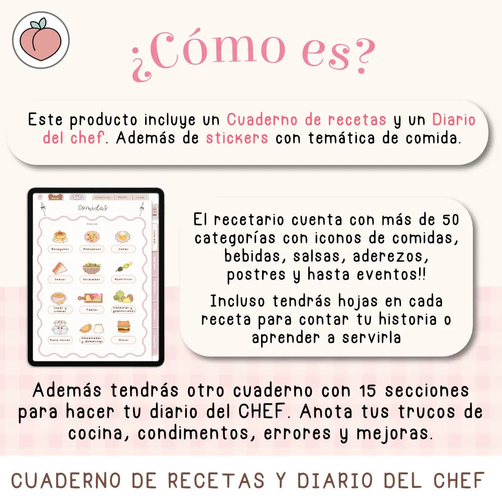 Cuaderno de recetas y menu semanal