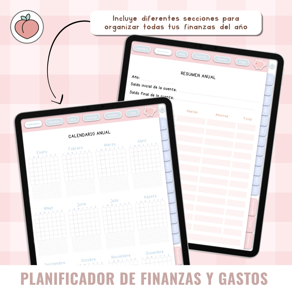 PLANIFICADOR DIGITAL DE FINANZAS Y GASTOS: Presupuestos, control y seguimiento mensual de gastos e ingresos con stickers incluidos. Edición pastel