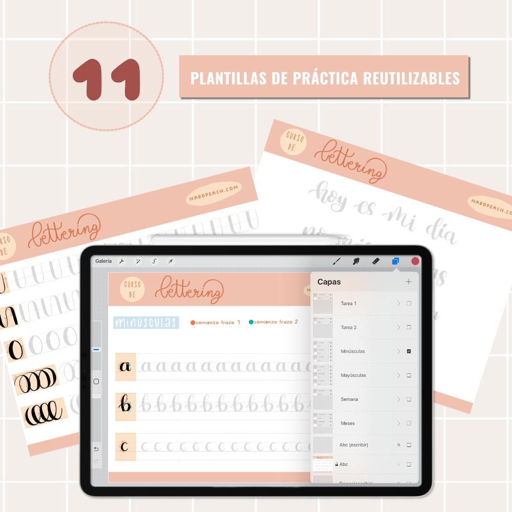 CURSO DE LETTERING DIGITAL EN PROCREATE DE CERO A AVANZADO: Curso con lecciones paso a paso, técnicas, estilos, pinceles y recursos descargables