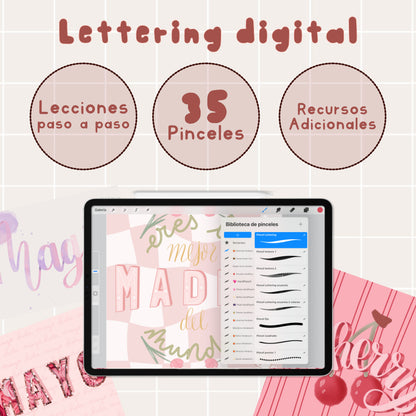 CURSO DE LETTERING DIGITAL EN PROCREATE DE CERO A AVANZADO: Curso con lecciones paso a paso, técnicas, estilos, pinceles y recursos descargables
