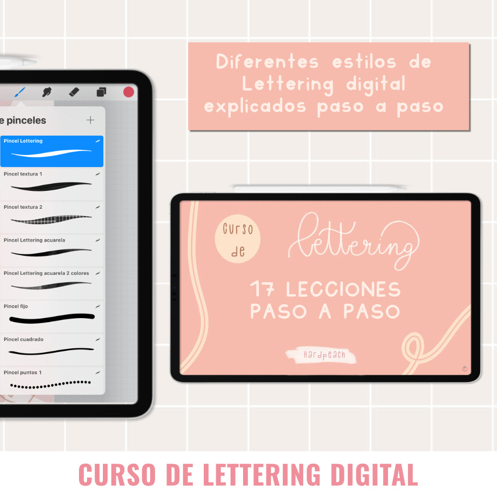 CURSO DE LETTERING DIGITAL EN PROCREATE DE CERO A AVANZADO: Curso con lecciones paso a paso, técnicas, estilos, pinceles y recursos descargables