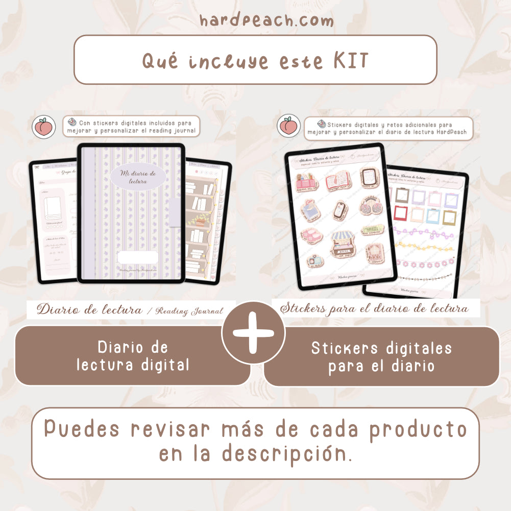 KIT AMANTES DE LA LECTURA: Diario de lectura, seguimiento de libros y stickers extra