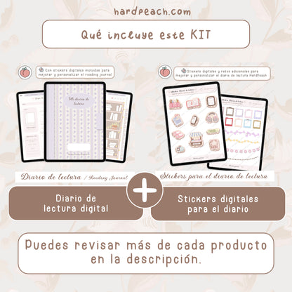 KIT AMANTES DE LA LECTURA: Diario de lectura, seguimiento de libros y stickers extra
