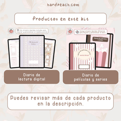KIT ENTRE LIBROS Y SERIES: diario de lectura, diario de series y stickers extra