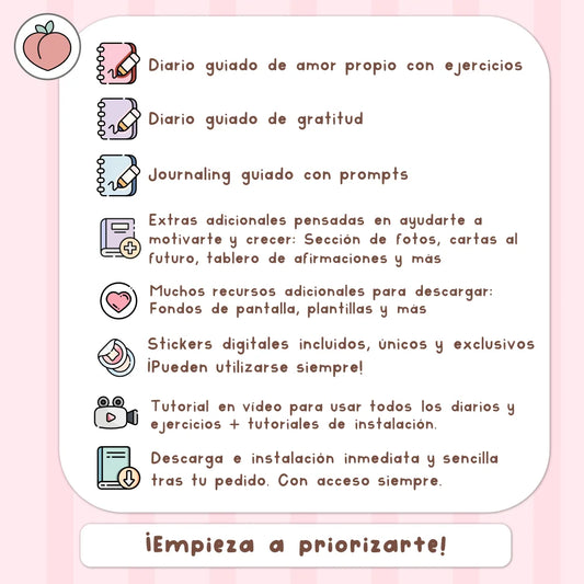 diario digital de amor propio y gratitud