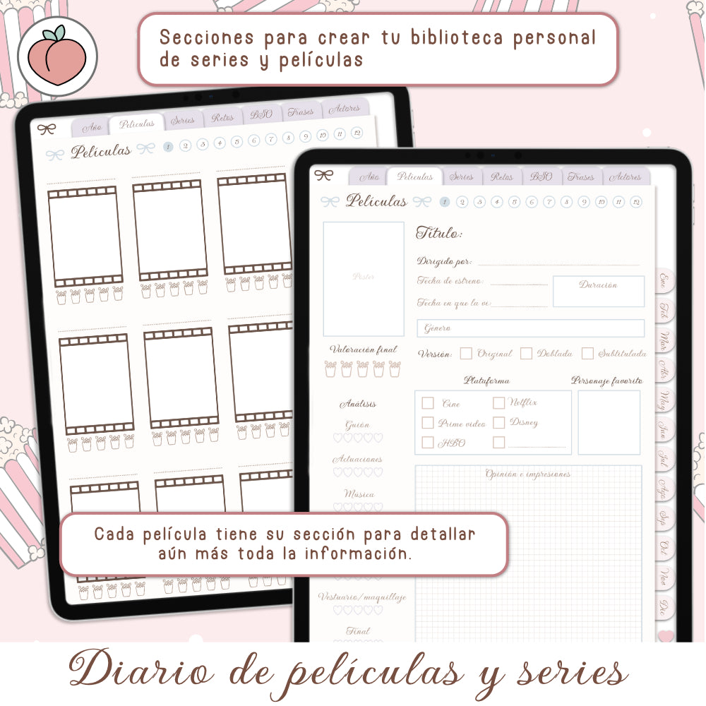 DIARIO DE PELÍCULAS Y SERIES DIGITAL: Diario digital para seguimiento, organización de series y películas, listas y reseñas