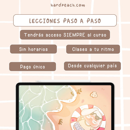 KIT DE CURSOS DE ILUSTRACIÓN DIGITAL KAWAII: Paisajes de fantasía, creación de personajes adorables, recursos extra y pinceles para Procreate