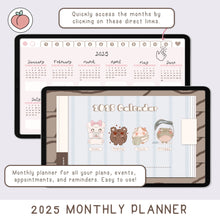 Load image into Gallery viewer, MONTHLY PLANNER 2025 - LANDSCAPE DIGITAL PLANNER | BLUE COVER 
