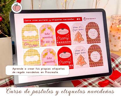 CREA POSTALES Y ETIQUETAS NAVIDEÑAS: Curso con lecciones paso a paso, pinceles y recursos para Procreate