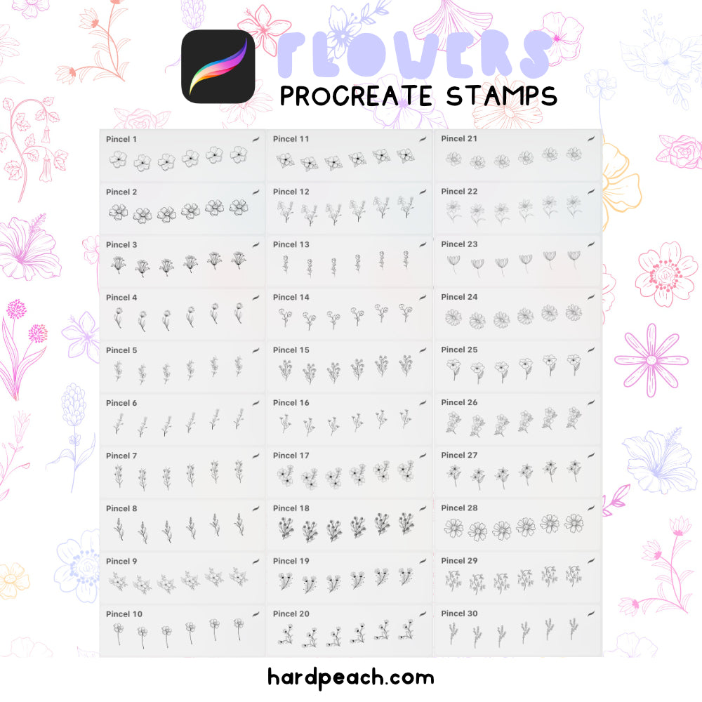 FLOWER BRUSHES - PROCREATE STAMPS