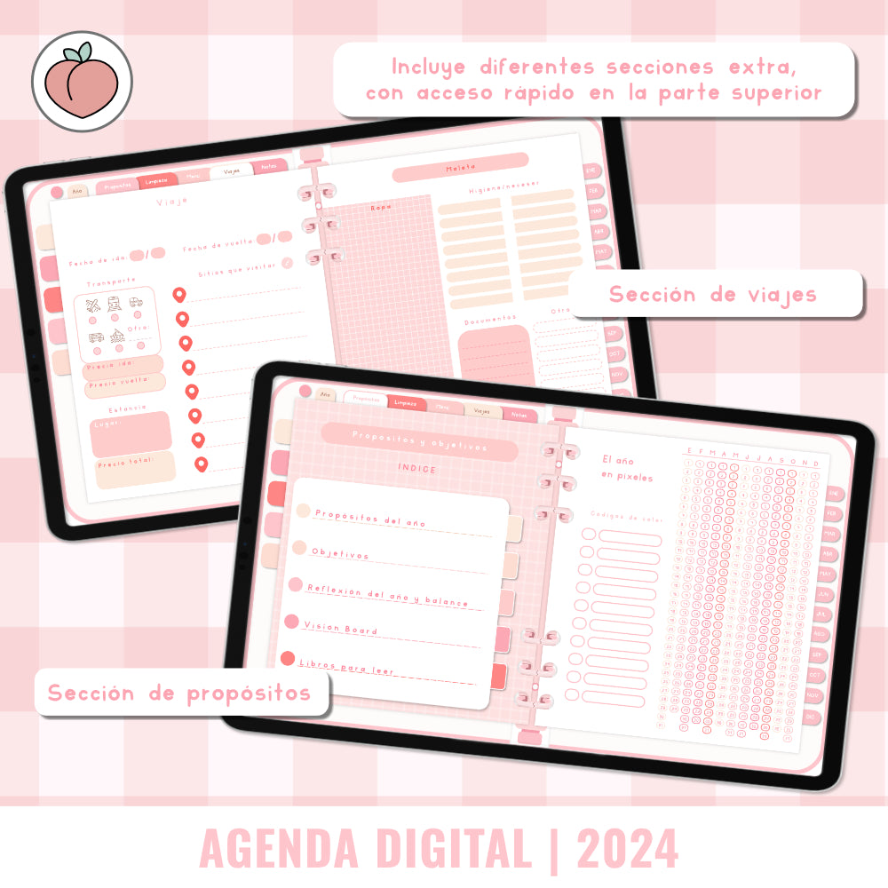 Agenda digital 2024 para iPad. Planificador interactivo en PDF