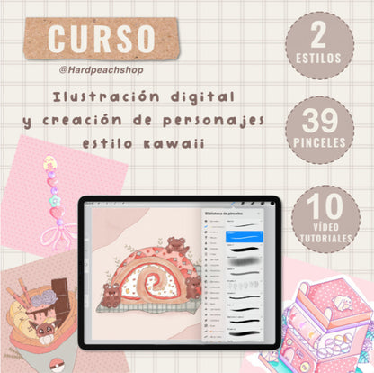 KAWAII DIGITAL ILLUSTRATION AND CHARACTER CREATION: STEP-BY-STEP COURSE AND BRUSHES | Spanish audio