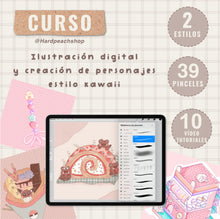 Load image into Gallery viewer, ILUSTRACIÓN DIGITAL KAWAII Y CREACIÓN DE PERSONAJES: CURSO PASO A PASO Y PINCELES
