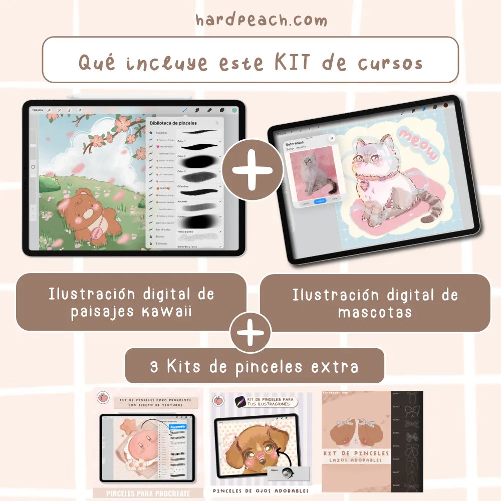 KIT DE CURSOS DE ILUSTRACIÓN DIGITAL: Paisajes de fantasía, ilustración de mascotas, pinceles y recursos extra
