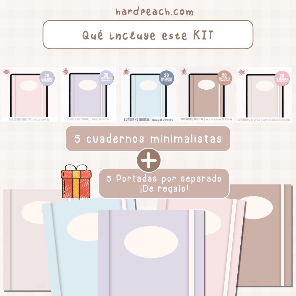 KIT DE CUADERNOS DIGITALES MINIMALISTAS: Cuadernos para apuntes, notas, ideas, journaling u organización