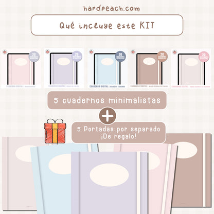 KIT DE CUADERNOS DIGITALES MINIMALISTAS: Cuadernos para apuntes, notas, ideas, journaling u organización