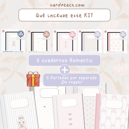 KIT CUADERNOS DIGITALES ROMANTIC: Cuadernos para apuntes, notas, ideas, journaling u organización