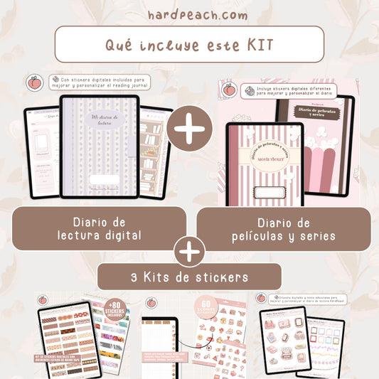 KIT ENTRE LIBROS Y SERIES: diario de lectura, diario de series y stickers extra