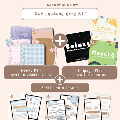 KIT PARA APUNTES DE MEDICINA: Cuadernos digitales infinitos, tipografías y stickers digitales