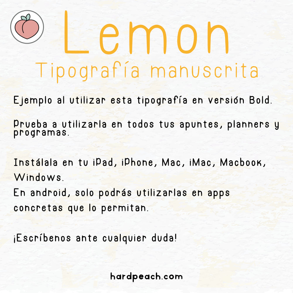 TIPOGRAFÍA MANUSCRITA LEMON: Fuente escrita a mano para apuntes, notas, agendas y proyectos
