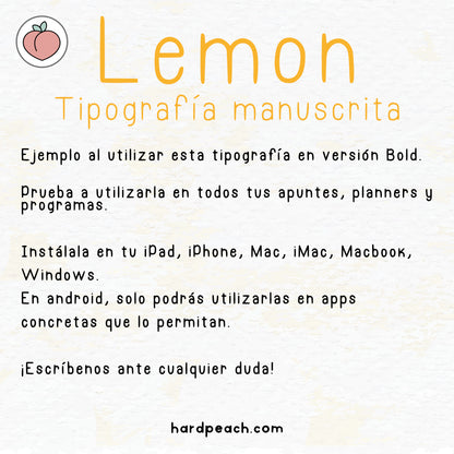 TIPOGRAFÍA MANUSCRITA LEMON: Fuente escrita a mano para apuntes, notas, agendas y proyectos